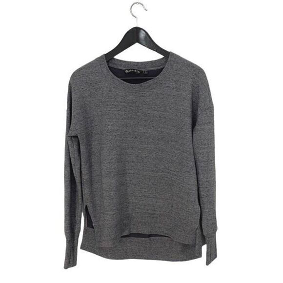 Athleta Womens Active Sweatshirt Top Long Sleeve Stretch Thumbhole Gray Small - Picture 1 of 7